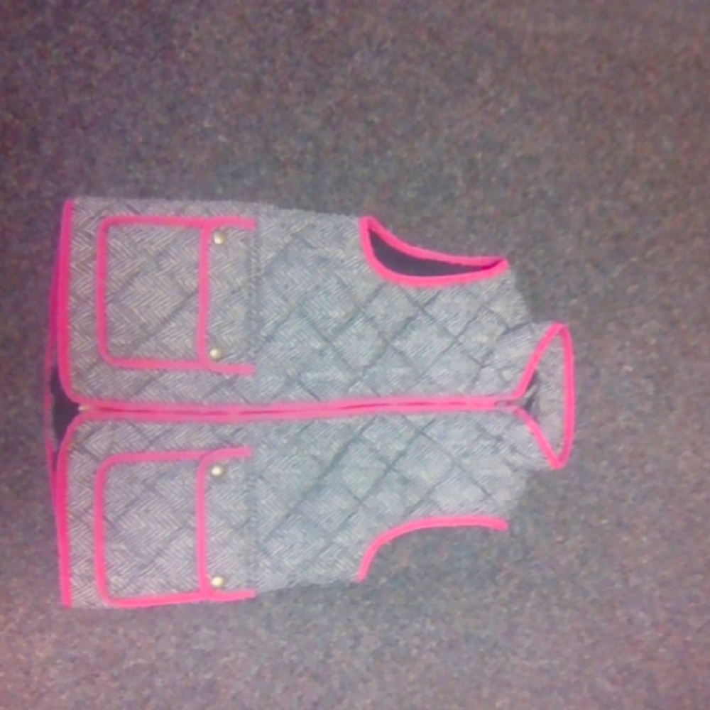 Kids Crewcuts Quilted Vest with Pink Trim